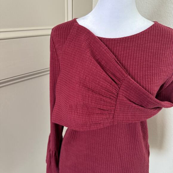NWT Anthropologie Porridge Joan Bell Sleeve Top XS $88 Wine Bordeaux - Picture 3 of 6